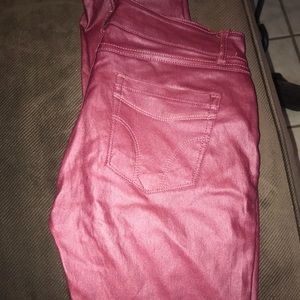 Maroon leather pants